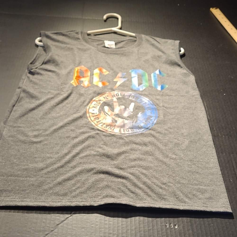 AC DC BAND  Gray Sleeveless  "Rock N' Roll Institute SIZE SMALL